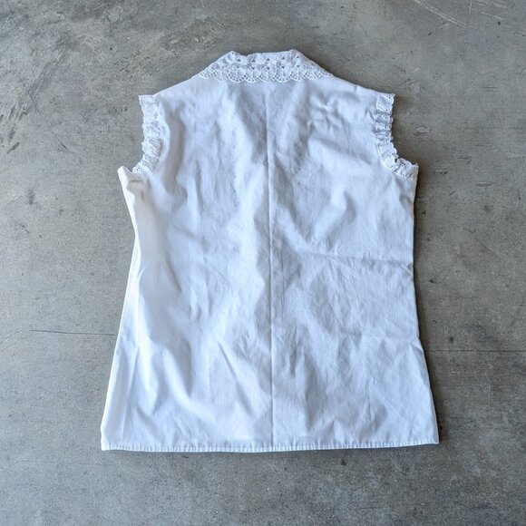 Vintage Stacy Stag of California White Eyelet Collared Sleeveless Top - Picture 9 of 9
